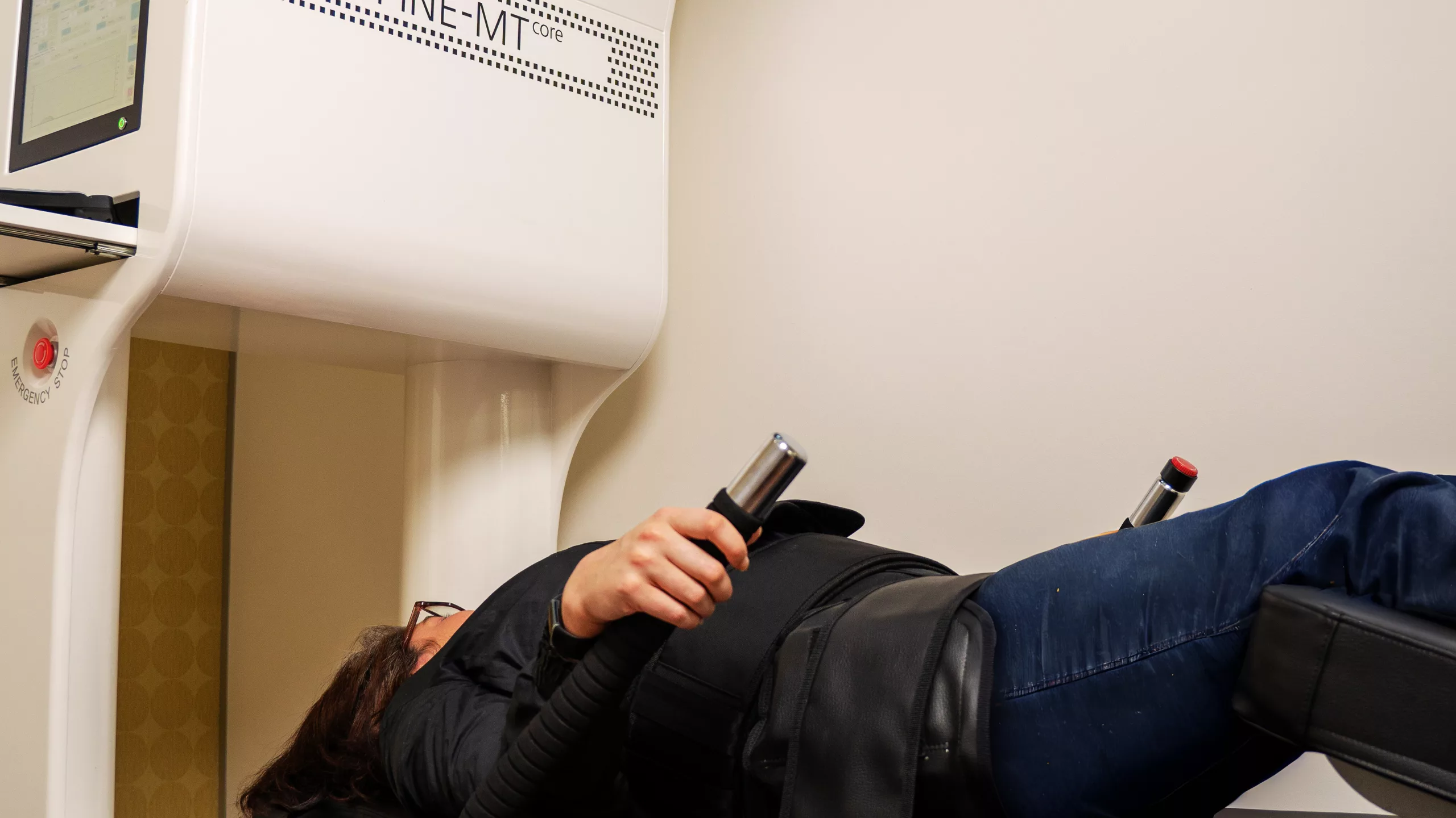 Patient using the MT Core for Spinal Decompression Therapy